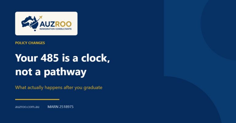 Your 485 is a clock, not a pathway. AuzRoo Immigration Consultants.