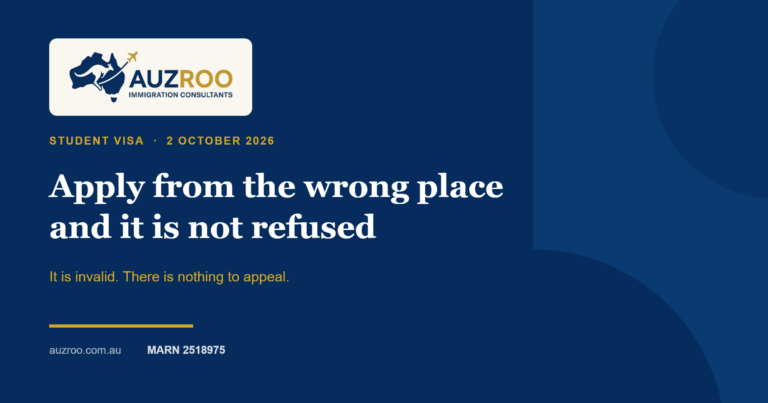 Navy and gold card reading, apply from the wrong place and it is not refused, it is invalid